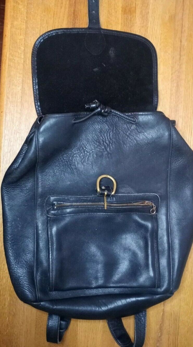 Large Black Leather Backpack/Tote/Carryall - USED - Unbranded